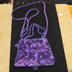 Purple Sequin Butterfly Women's Bag